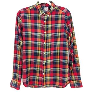 Kiel James Patrick Womens Red Madras Plaid Button Down Shirt USA Small Prep READ